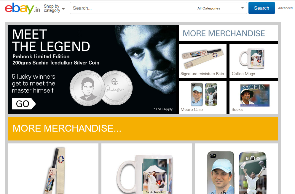 Ebay India Launches Microsite to Sell Exclusive Sachin Memorabilia