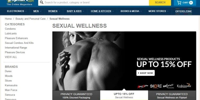 Flipkart stops sale of sexual wellness products