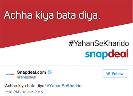 Flipkart’s #AcchaKiya Vs Snapdeal’s #YahanSeKharido – Troll wars in ecommerce
